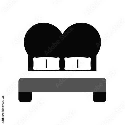 Comfortable double bed with plush headboard and crisp white linens bedroom furniture icon