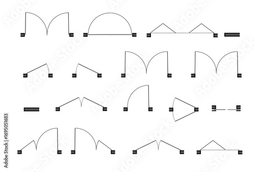 Doors for floor plan top view. Architectural icons for interior project. Construction graphic design element. Vector