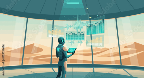 Futuristic Martian Habitat with Analysis of Data and Graphs of a Space Explorer