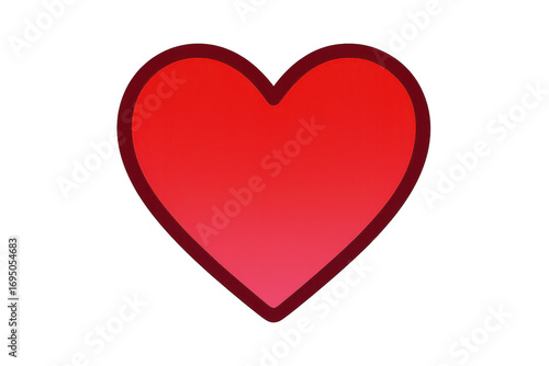 Red heart shape with transparent background, symbol of love and affection design