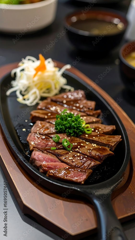 Fototapeta premium Grilled beef dish with vegetables