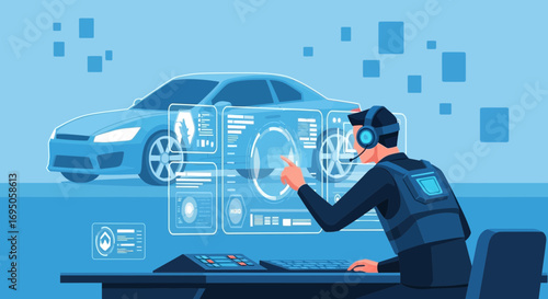 Futuristic Vehicle Analysis Interface: A blend of Technology and Automotive Design