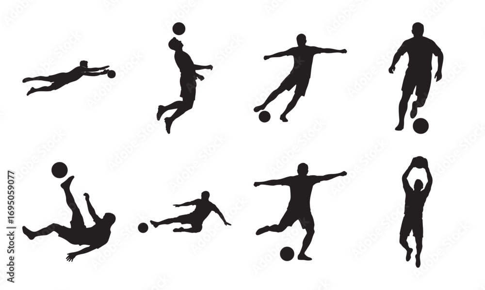 Obraz premium Soccer Player Vector Silhouette set