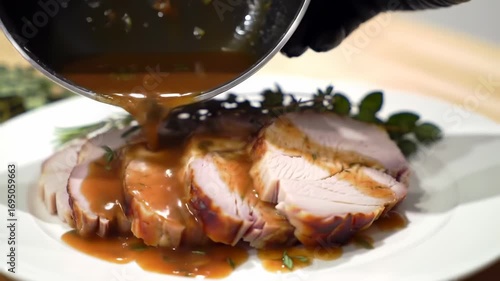 Roasted turkey breast with gravy