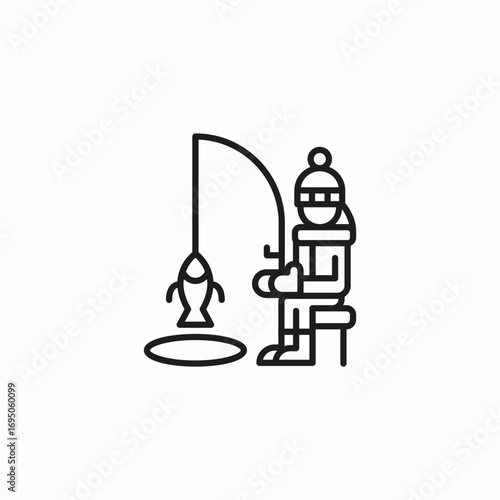 person ice fishing icon sign vector