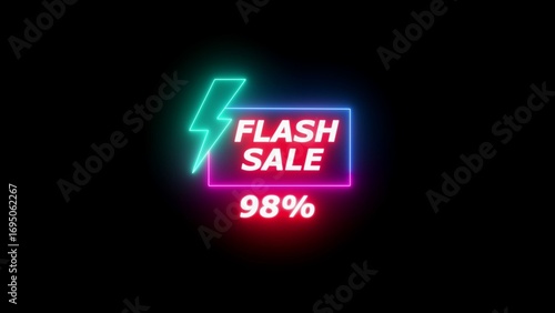 Neon lightning bolt flash sale 98 percent discount announcement image