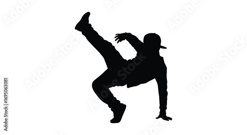 a dynamic silhouette of a breakdancer performing an intricate move