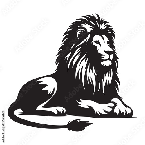 siting ferocious lion Silhouette Vector Art, and Graphic, vector black color silhouette 