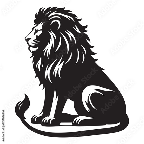 siting ferocious lion Silhouette Vector Art, and Graphic, vector black color silhouette 