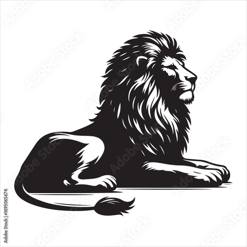 siting ferocious lion Silhouette Vector Art, and Graphic, vector black color silhouette 