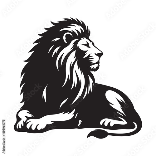 siting ferocious lion Silhouette Vector Art, and Graphic, vector black color silhouette 