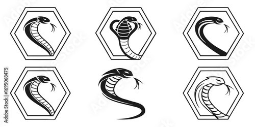 Stylized Cobra Snake Logo Collection.