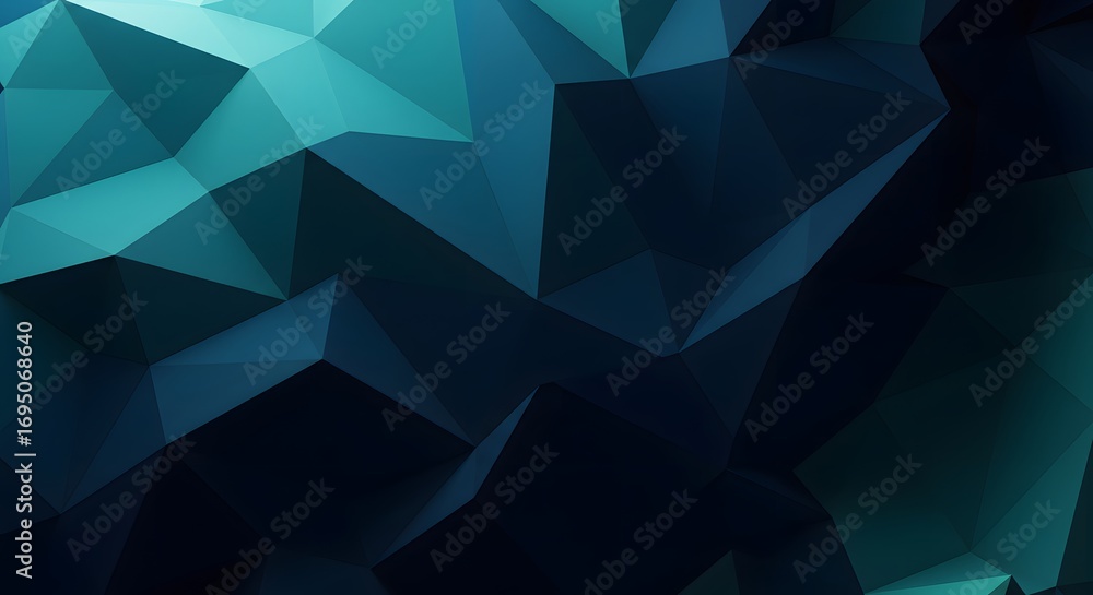 Obraz premium Abstract polygonal background with dark blue and teal color gradient and sharp edges forming shapes