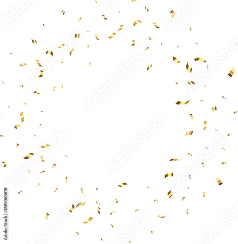 Serpentine explosion. Golden confetti ribbons frame design