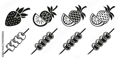 Stylized Fruit and Marshmallow Skewers Collection.