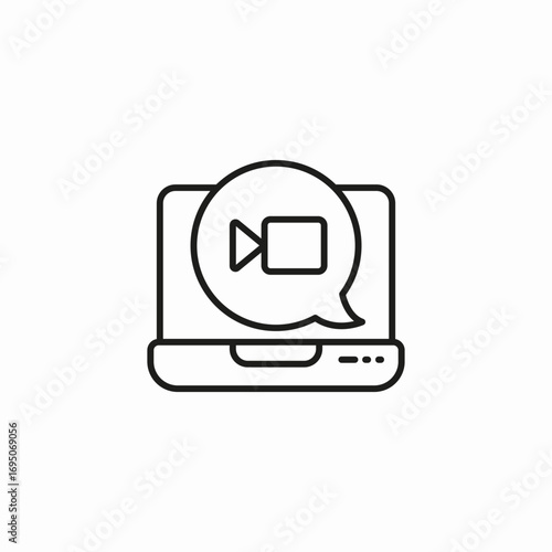 video chat laptop icon sign vector