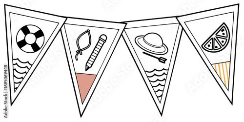 Summer Vacation Themed Bunting Flags.