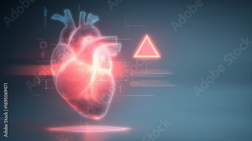 Wallpaper Mural Futuristic digital hologram of human heart with medical warning sign  
 Torontodigital.ca