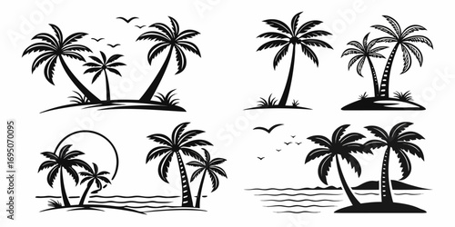 Tropical Palm Trees Silhouette Collection