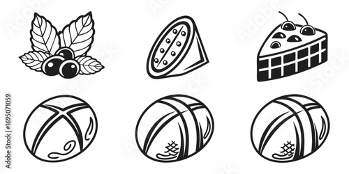 Assortment of stylized food and fruit icons