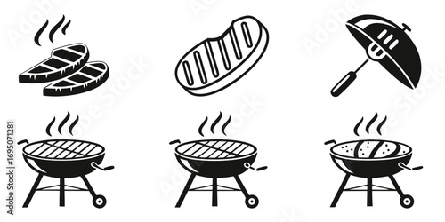Barbecue Grill and Steak Icons Collection