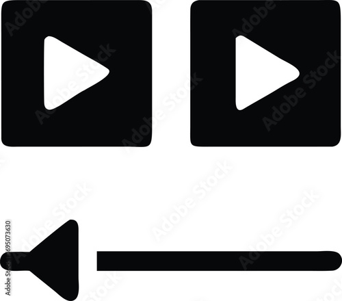 flat vector icon of video player controls with play button and slider