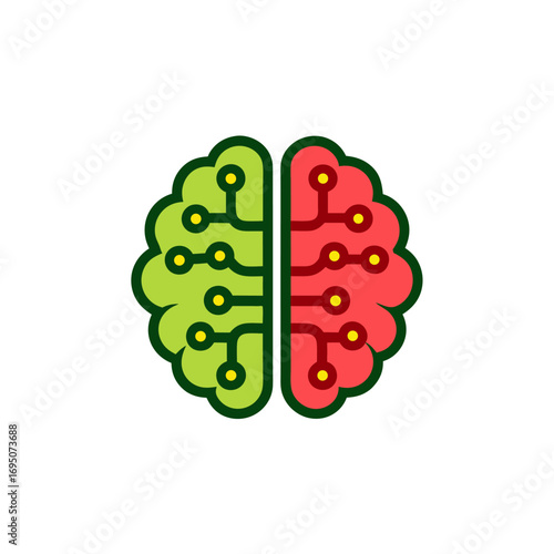 Stylized human brain representation with circuitry and neural connections