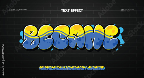 Became, Colorful graffiti editable text style effect. Vector text effect with paint wall concept.	