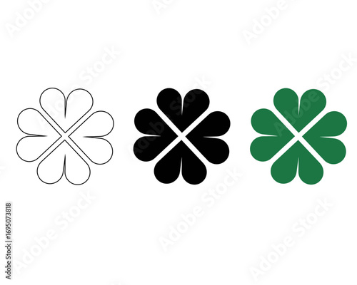 Lucky four leaf clover symbol vibrant green good fortune symbol isolated