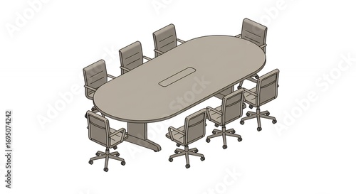 Conference room table and chairs illustration business concept