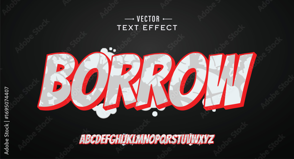 Obraz premium Borrow, Colorful graffiti editable text style effect. Vector text effect with paint wall concept. 
