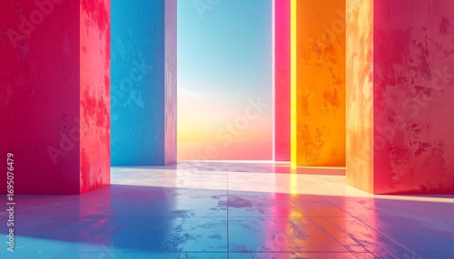Colorful vibrant architectural interior