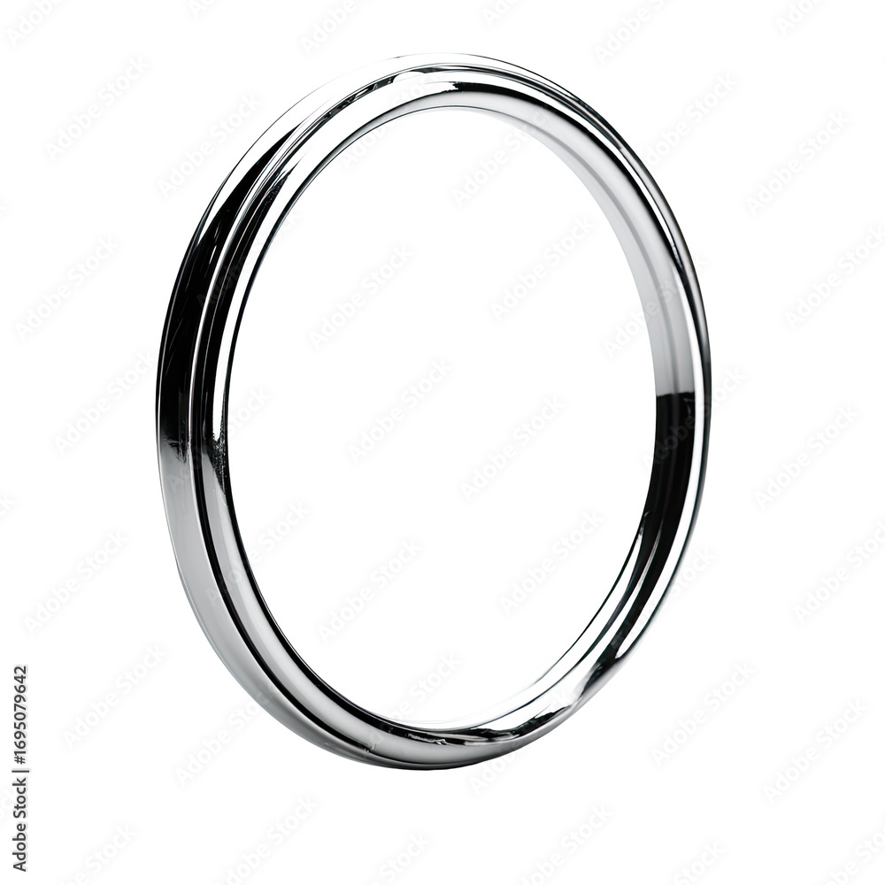 Fototapeta premium Chrome ring, studio shot, isolated, reflective, jewelry