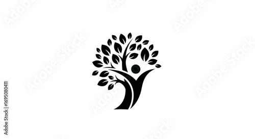 Abstract logo of a person as a tree of life symbol.