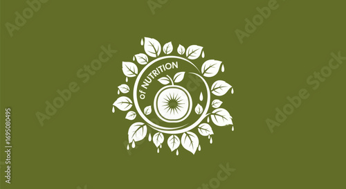 Stylized Apple with Leaves: Nutrition and Health Symbol.