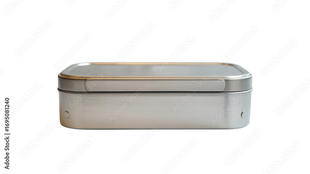 Fototapeta premium Sleek brushed metal tin container for modern storage solutions