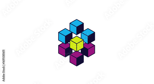 Colorful Cubes Geometric Illustration Design Abstract Composition.