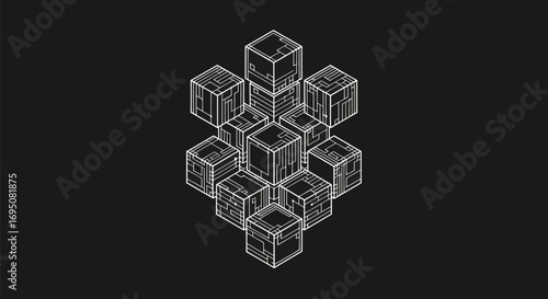 Interlocking Geometric Cubes 3D Structure.