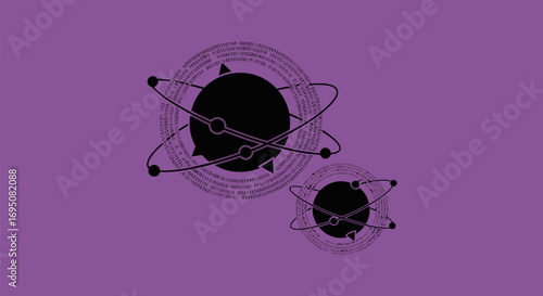 Stylized illustration of two atoms with orbiting electrons.