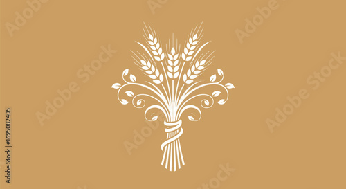 Elegant Wheat Sheaf Vector Illustration for Harvest and Agriculture Themes.