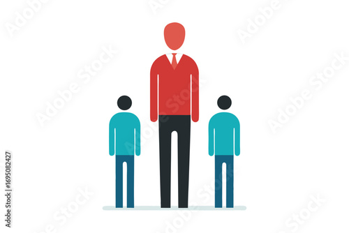 Stylized Illustration of a Leader with Subordinates in a Professional Context
