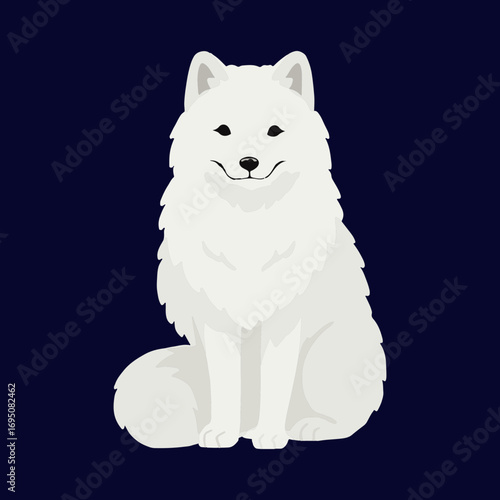 Arctic fox, white furry animal, vector illustration