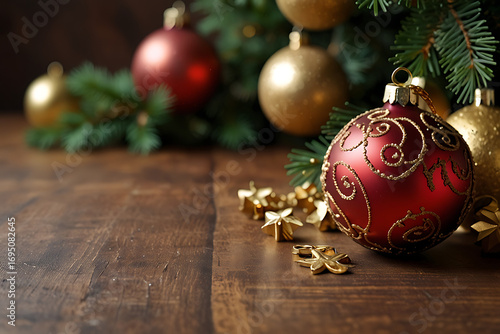 christmas decoration on wooden background