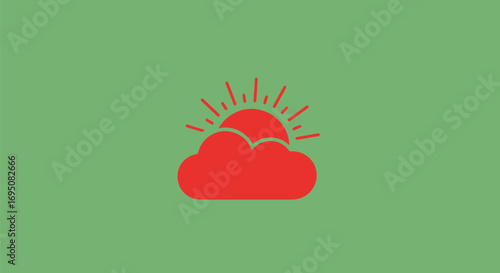 Stylized Icon of a Sun Emerging from Behind a Red Cloud.