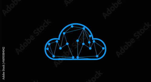 Neon Cloud Computing Network Icon.
