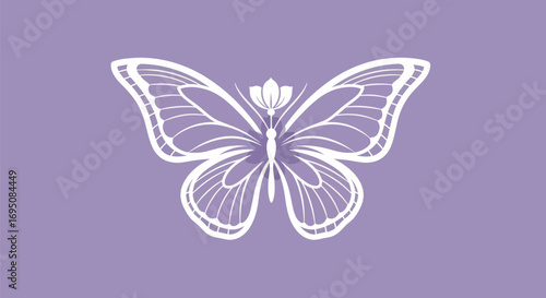 Elegant White Line Art Butterfly Design.