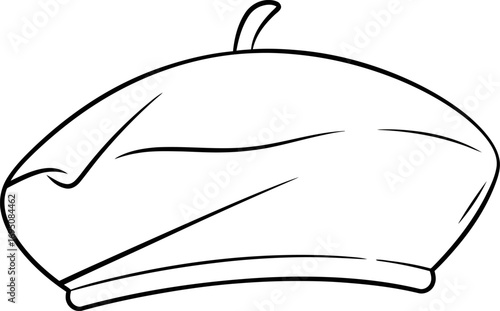 Classic beret line drawing design ideal for fashion illustration or graphic design projects