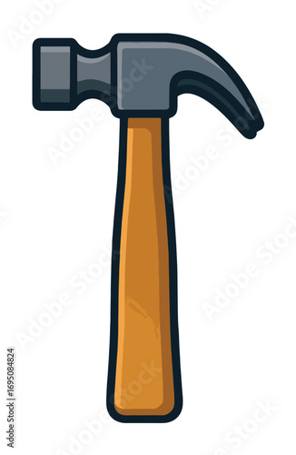Cartoon Hammer Icon – Construction Tool Illustration