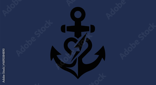 Black Anchor Design on Dark Blue Background.