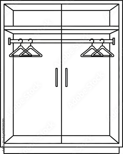 Minimalist wardrobe illustration conveying simplicity and functional design for storage solutions